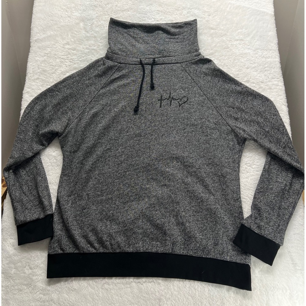 Tim Tebow Faith Hope Love Gray‎ Cowl Neck Sweatshirt Top Christian Pullover